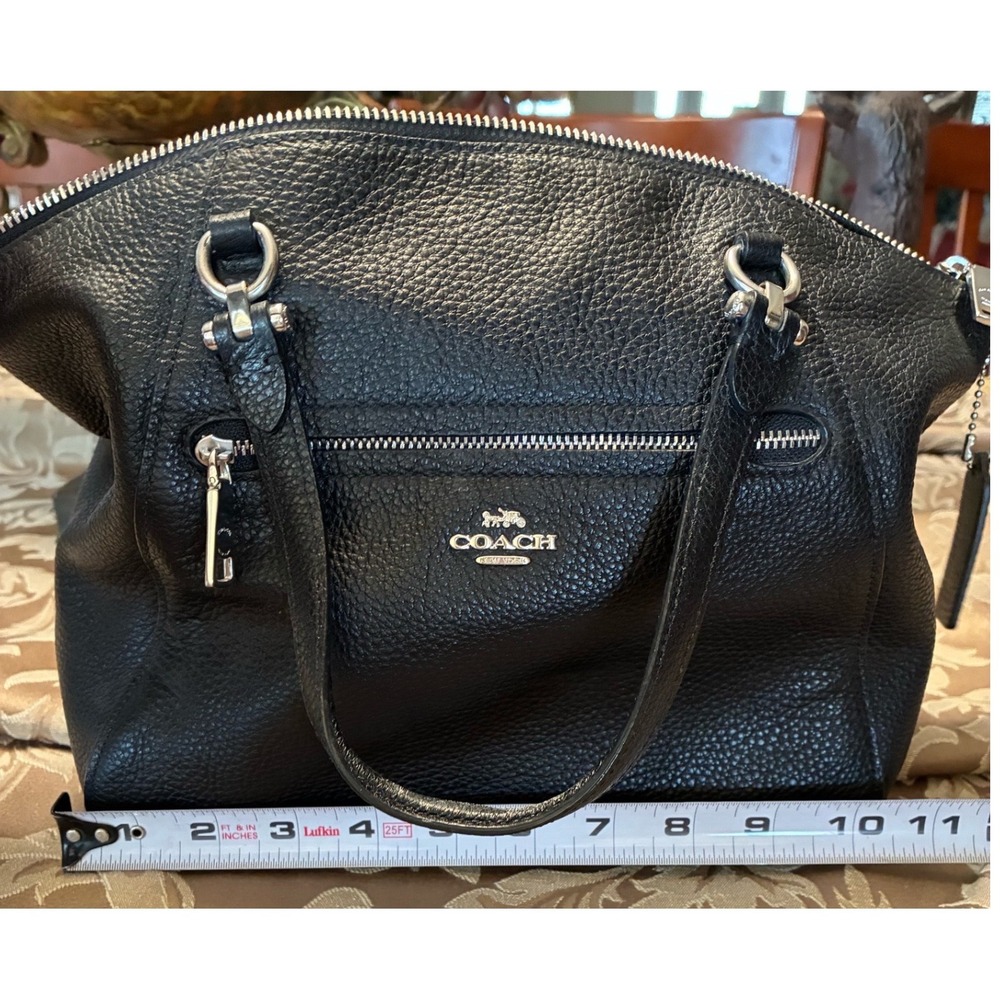 Coach Prairie Satchel Black Pebbled Leather Handbag 79997 Silver Hardware - Picture 1 of 9